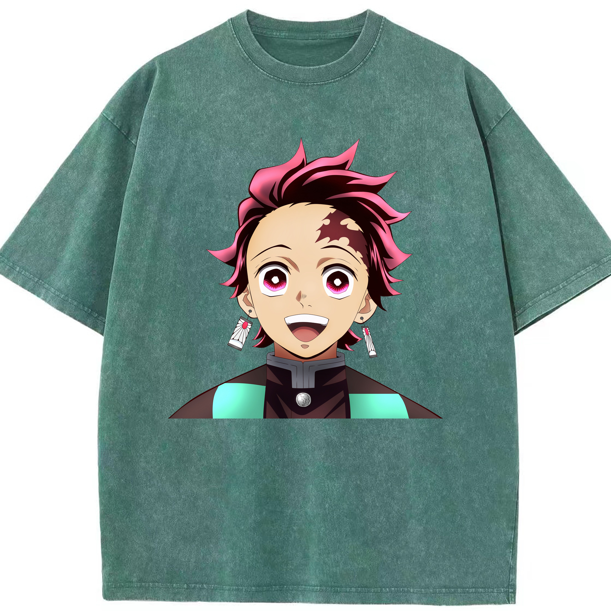 （画像用） 鬼滅の刃 竈門 炭治郎／かまど たんじろう Kamado Tanjirou 綿100% ヴィンテージ風 半袖Tシャツ（フロントプリント）